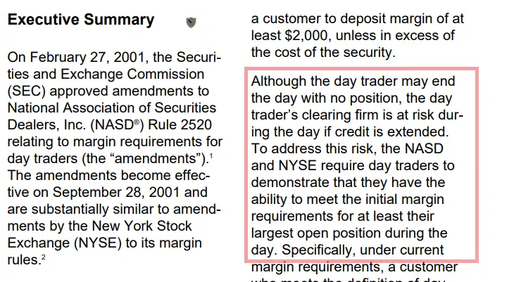 Brokerage Risk, SEC, PDT rule existing